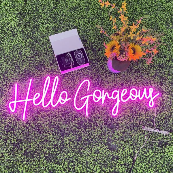hello gorgeous neon sign