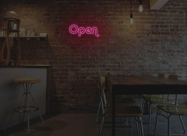 open neon sign